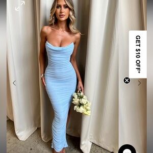 Brand new Blue strapless maxi dress